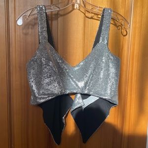 Zara Silver Sequined Bra Top